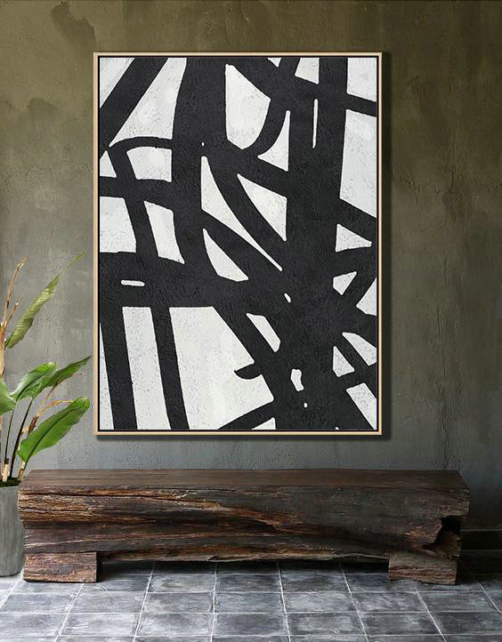 Original Artwork Extra Large Abstract Painting,Black And White Minimalist Painting On Canvas - Hand Painted Acrylic Painting